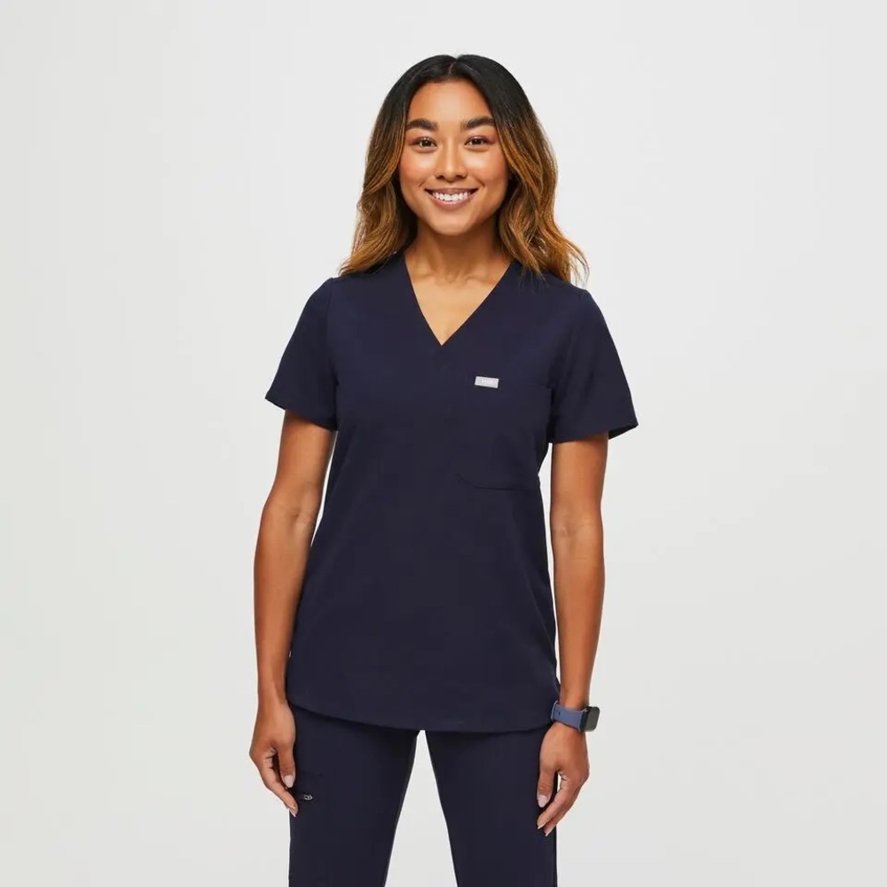Figs Navy Short Sleeve Women's Tee